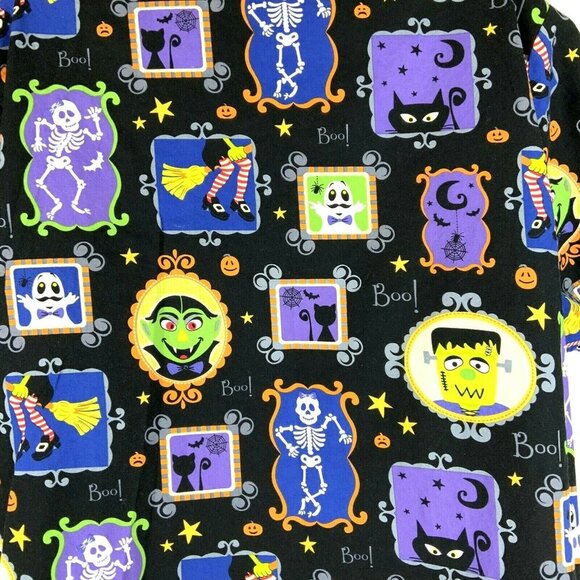 Halloween V-Neck Scrub Top Large by SB Scrubs Black Cotton Fun Holiday Print - Picture 5 of 8